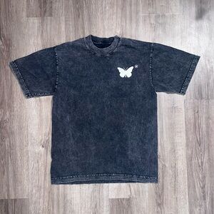MNFSTO Designer Butterfly Acid Wash T shirt